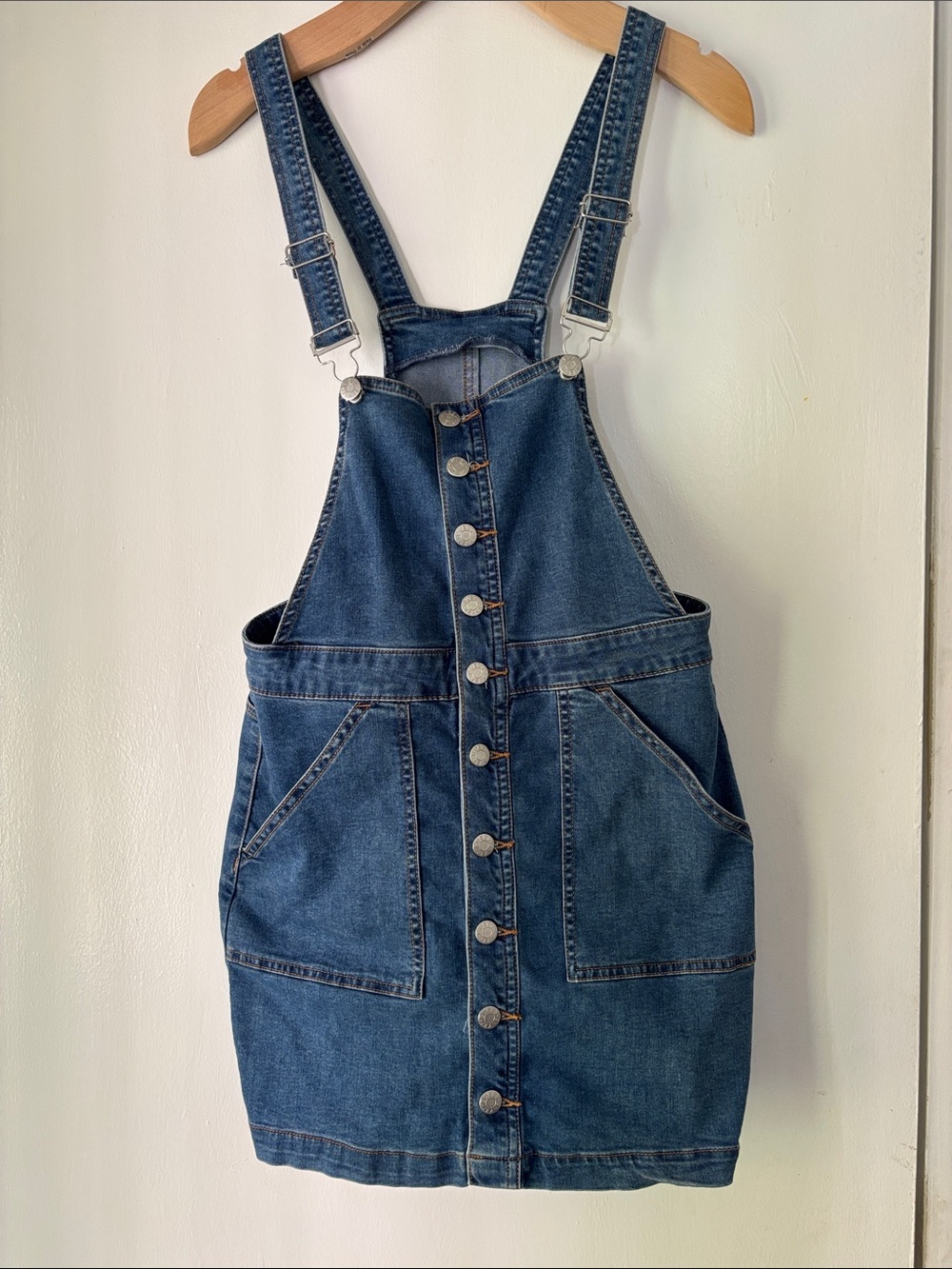 Guess Denim Button-Front Pencil Skirt Overalls - Blue‎ - M - Runs Small Y2K